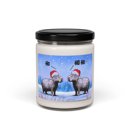Ho Ho Ho Scented Candle | Funny Capybara Christmas Candle for Cozy Holiday Vibes
