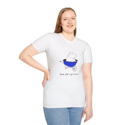 "How Did I Get Here" Funny Capybara Softstyle Tee