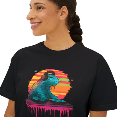 DJ Capybara Double Turntable - Women's Boxy Shirt