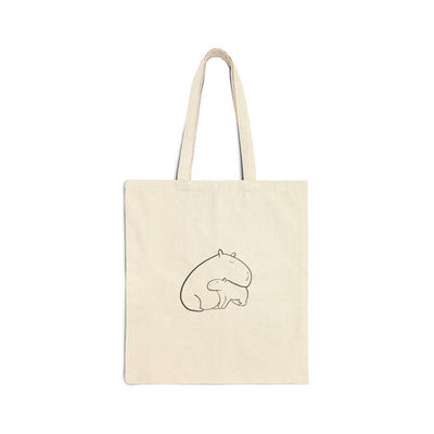 Cozy Capybara Canvas Tote - Mom and Baby Snuggles Minimalist Bag