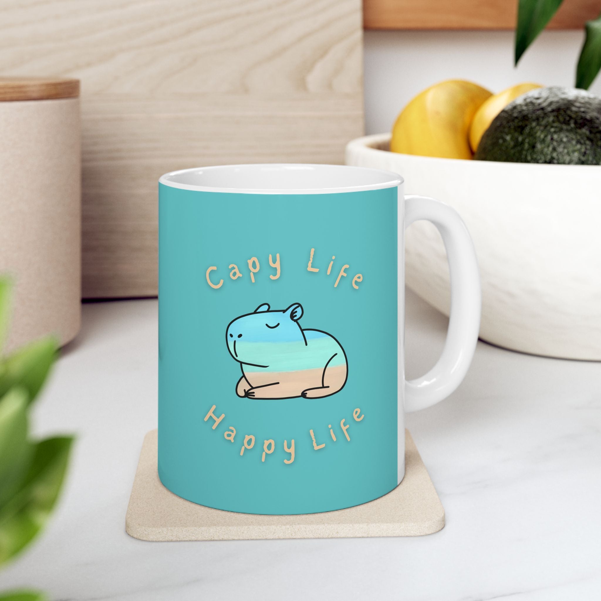 Capy Life Happy Life Capybara Mug – Coastal Chill Coffee Mug
