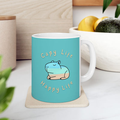 Capy Life Happy Life Capybara Mug – Coastal Chill Coffee Mug