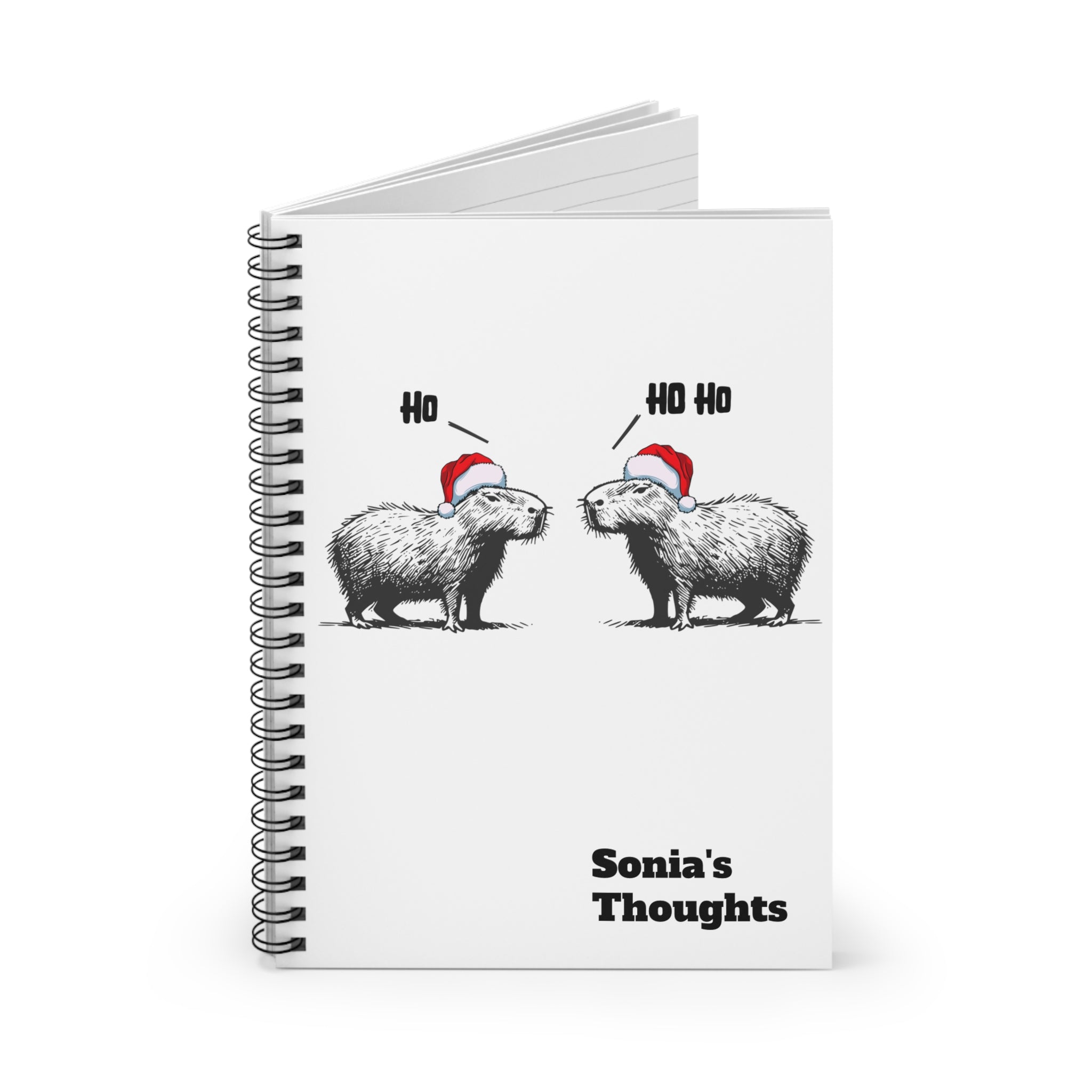 Personalized Capybara Christmas Notebook | Funny Holiday Journal | Cozy Winter Gift for Teachers, Students & Writers | Capy Life Stationery