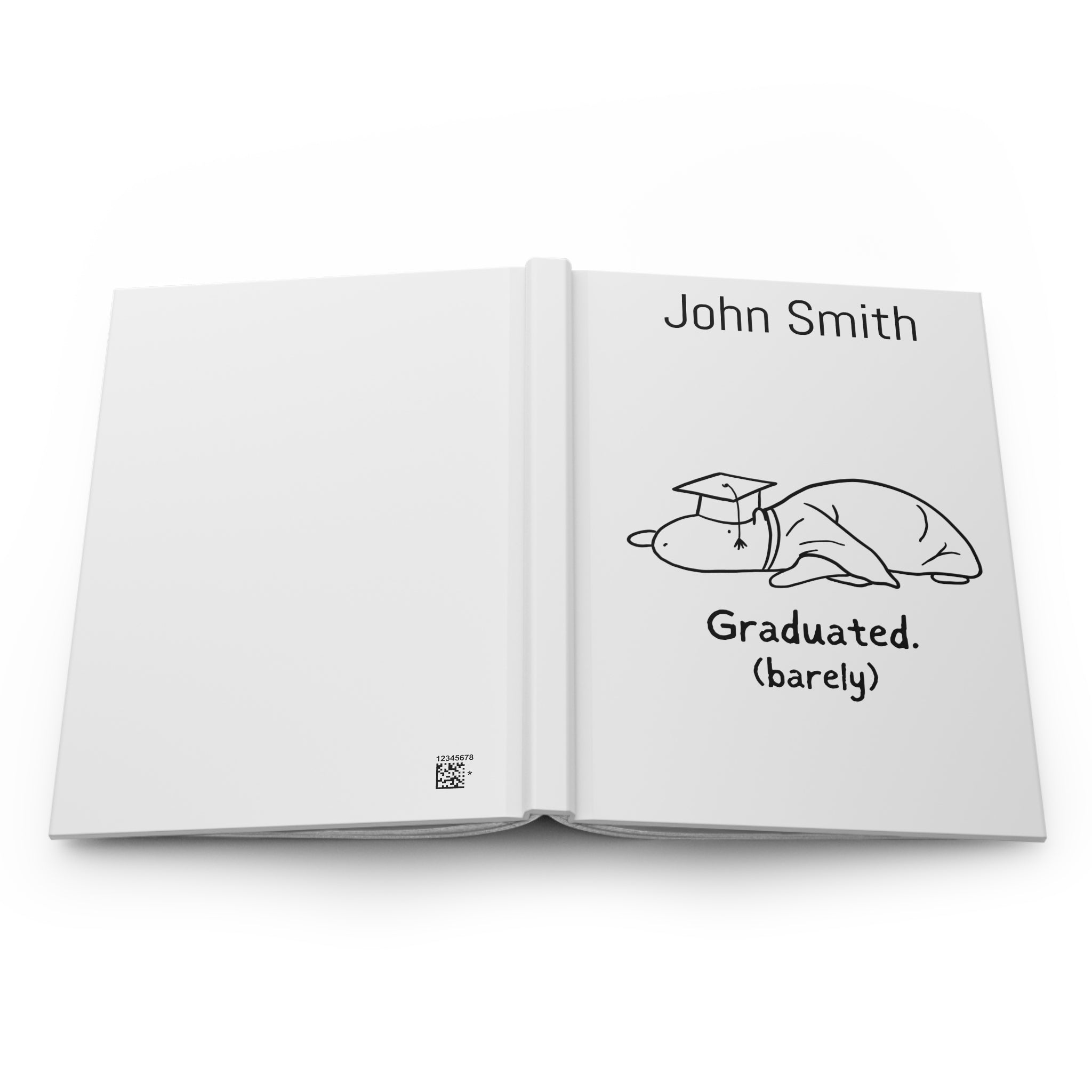 Personalized Graduation Journal – “Graduated (Barely)” Capybara Hardcover Notebook