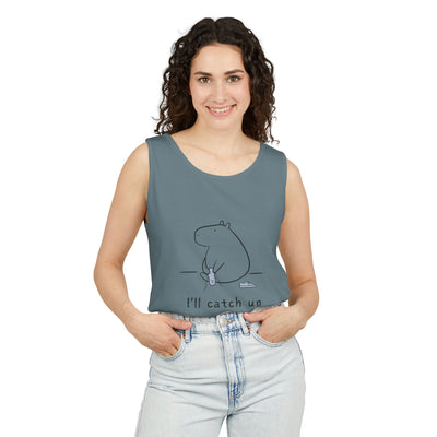 Funny Capybara Tank Top – “I'll Catch Up’” Premium Comfort Colors Tank