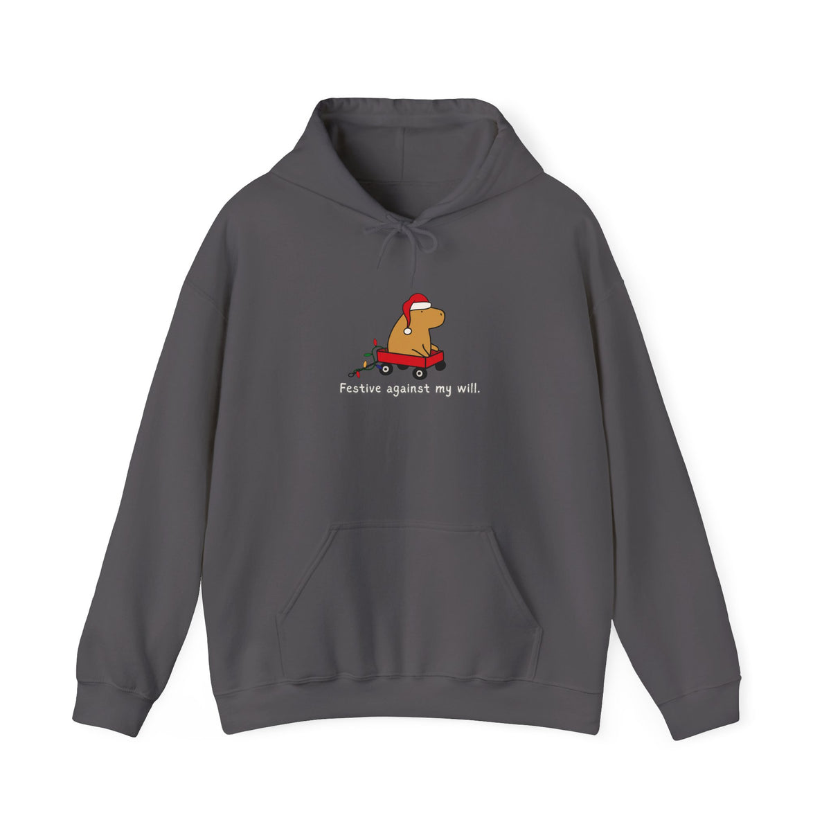 Festive Against My Will Capybara Adult Hoodie