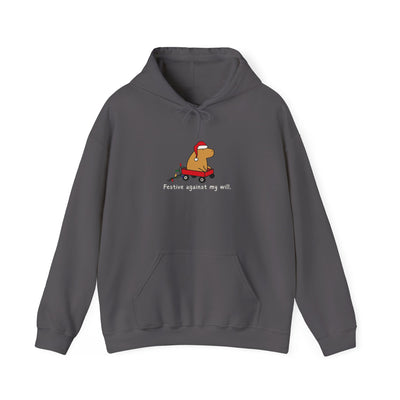 Festive Against My Will Capybara Adult Hoodie