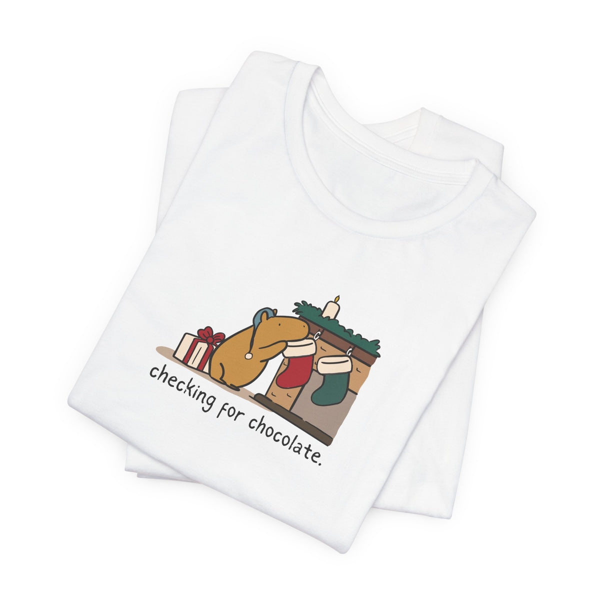 Checking for Chocolate Funny Christmas Capybara Softstyle Tee