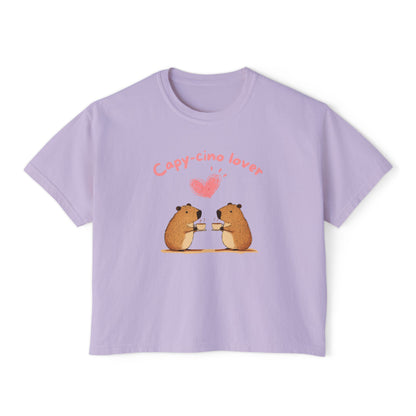 Capy-cino Lover Single Heart - Women's Boxy Shirt