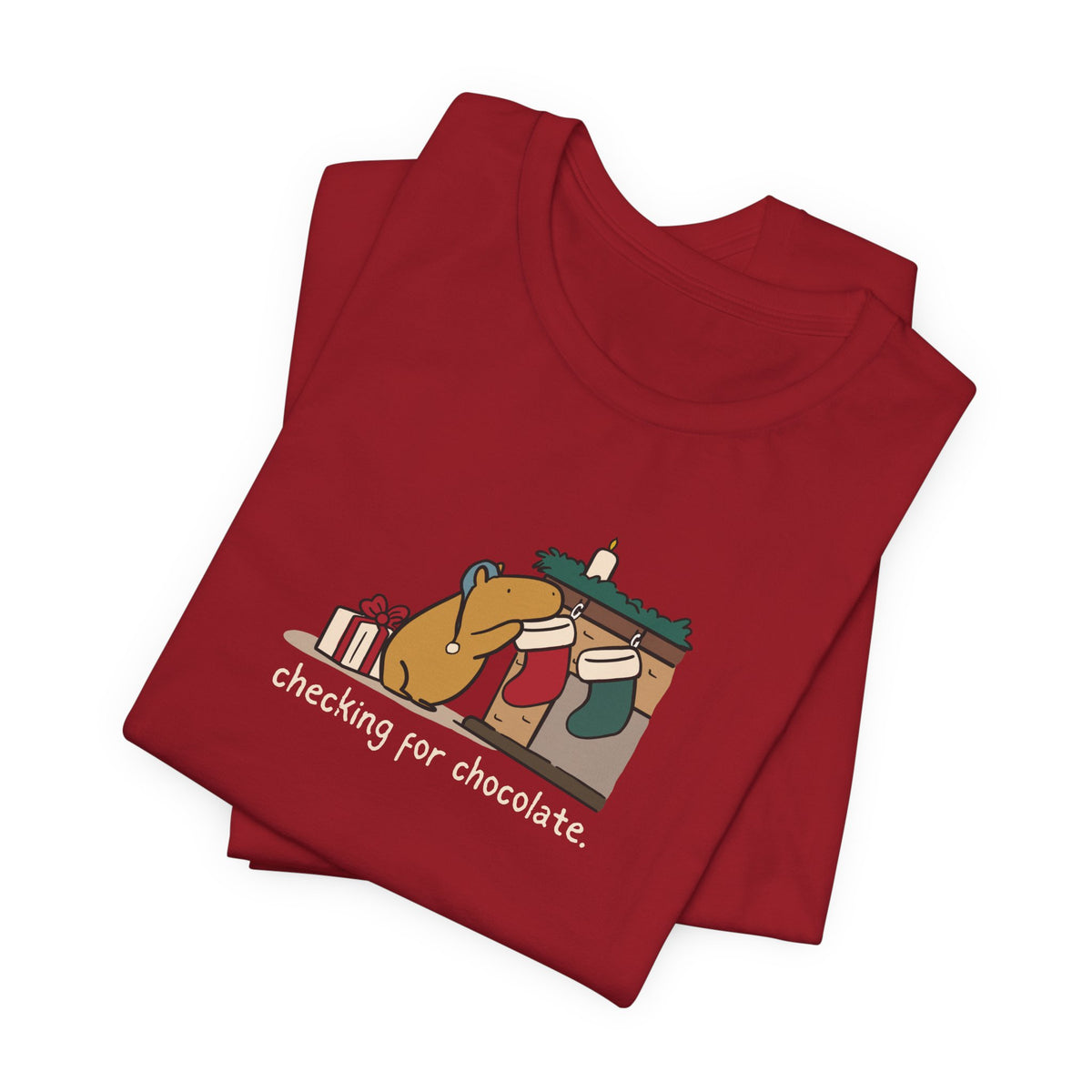 Checking for Chocolate Funny Christmas Capybara Softstyle Tee