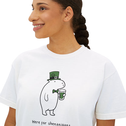Funny St. Patrick’s Day Shirt – Here for Shenanigans Women's Boxy Tee - view 6