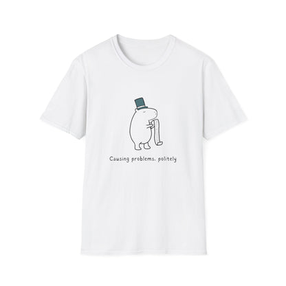 Funny Minimalist Tee - Capybara Causing Problems Politely