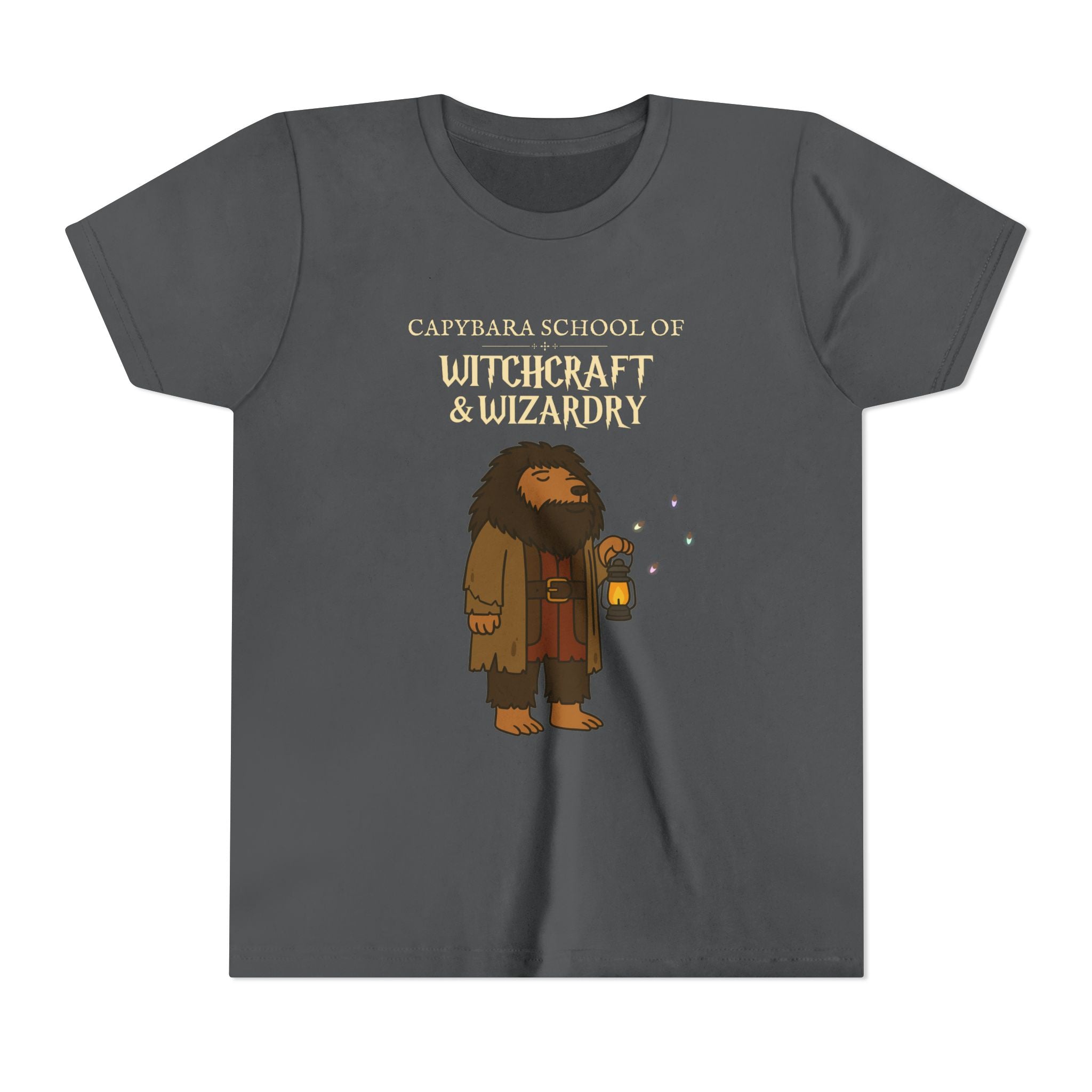 Whimsical Youth Tee - Capybara School of Witchcraft & Wizardry, Funny Hagrid Parody | Magical Fandom Gift |  Youth Capygrid Unisex Tee