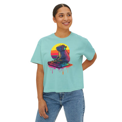 DJ Capybara Single Turntable - Women's Boxy Shirt