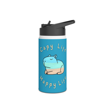 Costal Capybara Kids Personalized 12oz Water Bottle