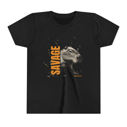 Personalized Streetwear Capybara 'Savage' Design - Youth Unisex Tee