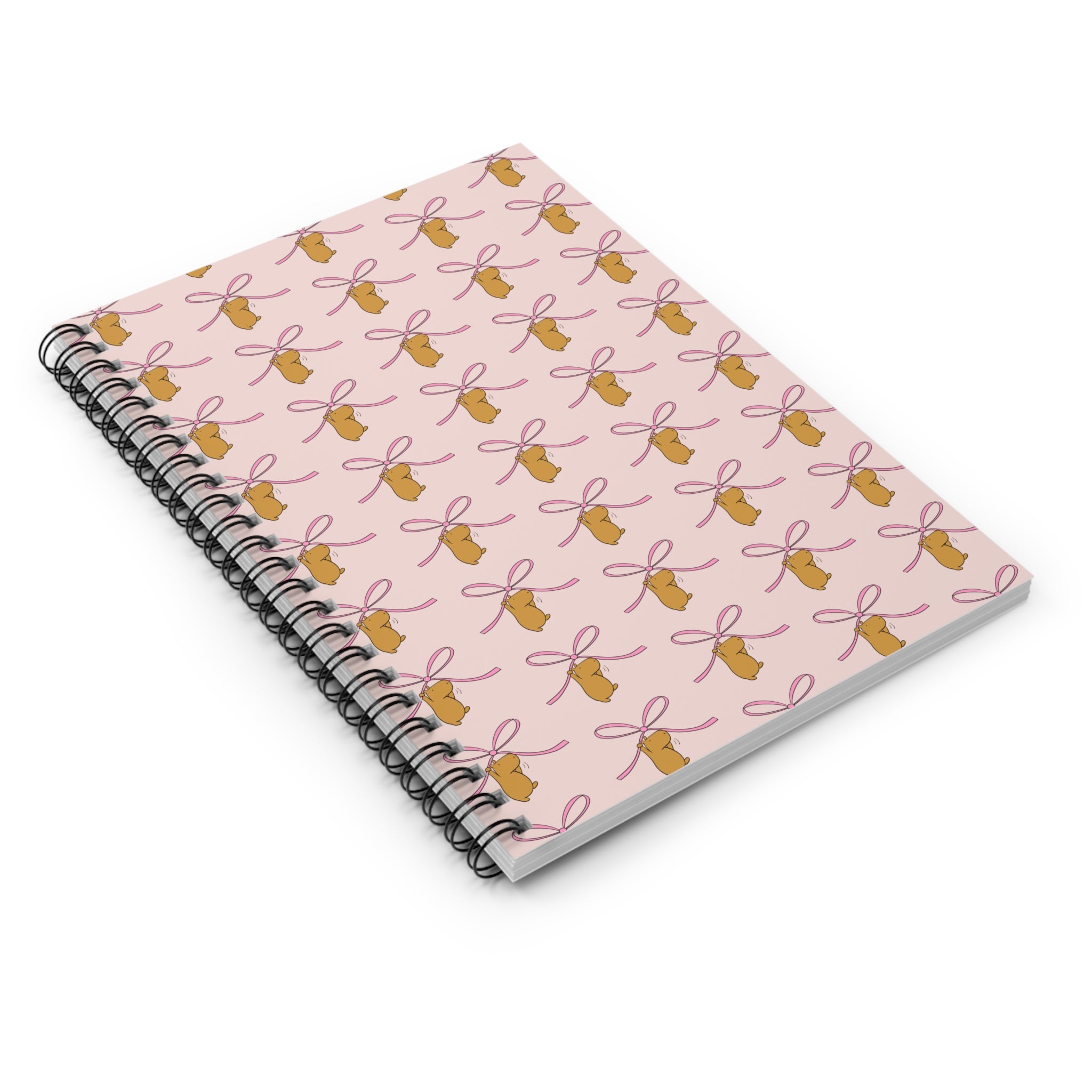 Cute Capybara Notebook – Pink Bow Pattern Journal