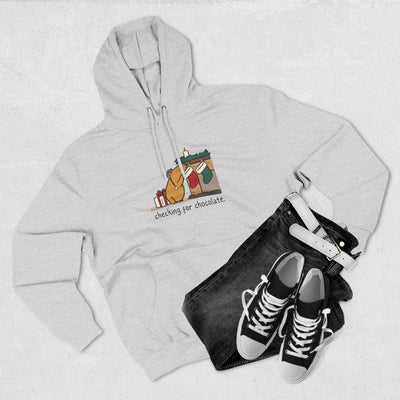 Checking for Chocolate Funny Christmas Capybara Fleece Hoodie