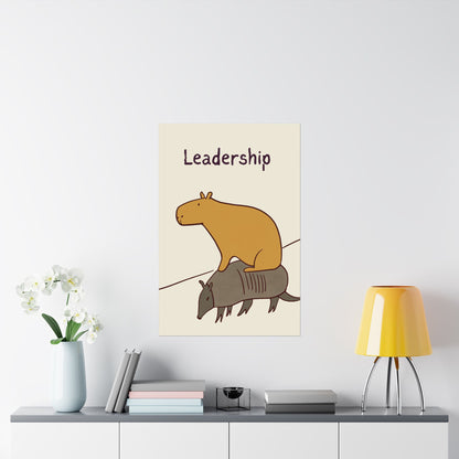 Funny Leadership Wall Art – Capybara Poster Print for Office Decor, Minimalist Motivational Wall Art, Humorous Boss Gift