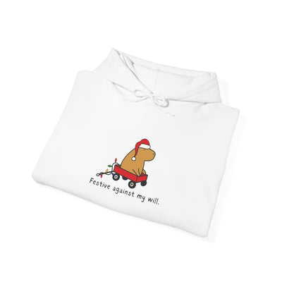 Festive Against My Will Capybara Adult Hoodie