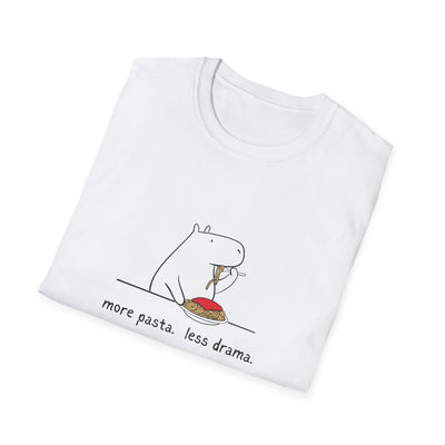 “More Pasta. Less Drama.” Capybara Softstyle Tee