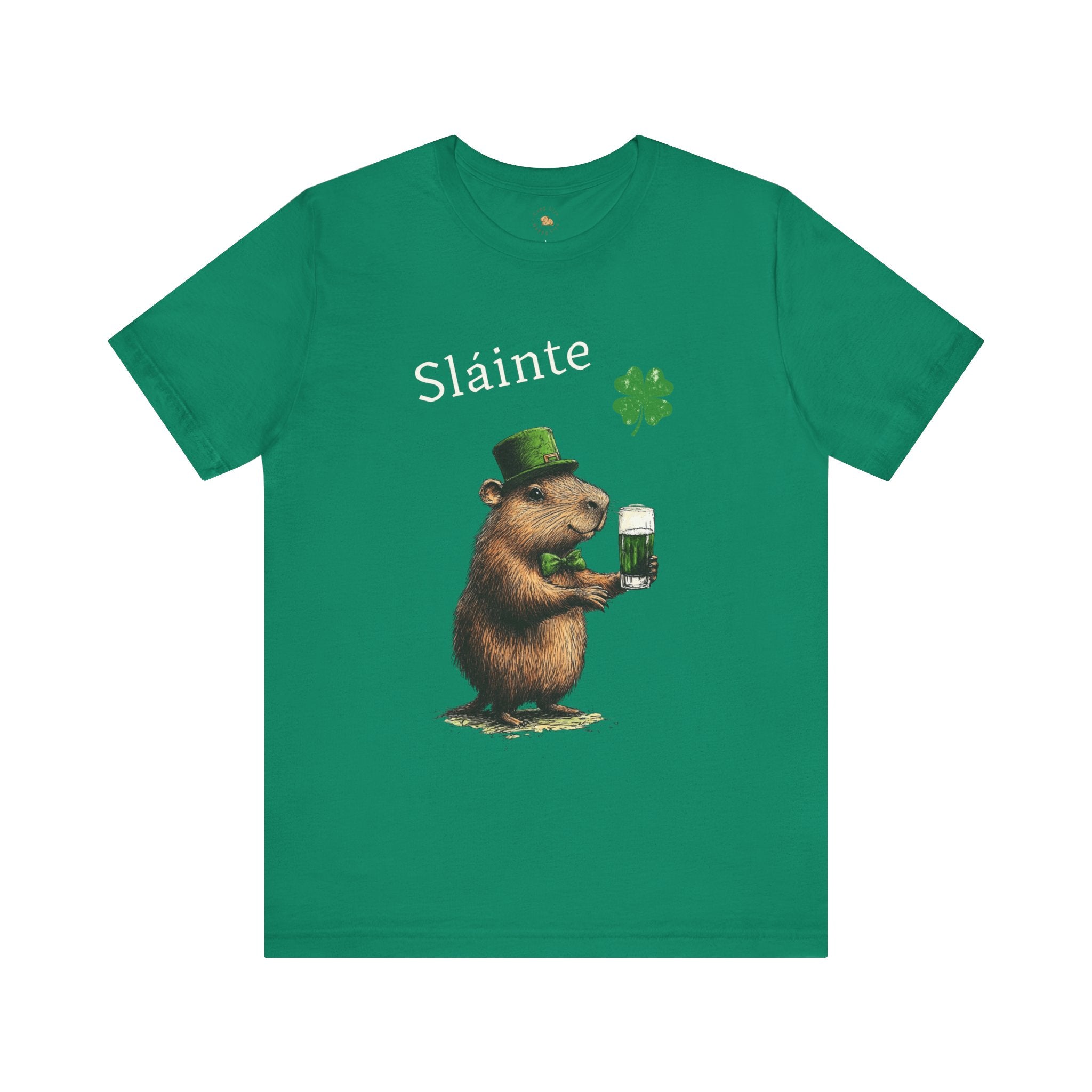 St Patrick's Day Luck Sláinte ToastTee -  Capybara Cheers Unisex Jersey Short Sleeve Shirt