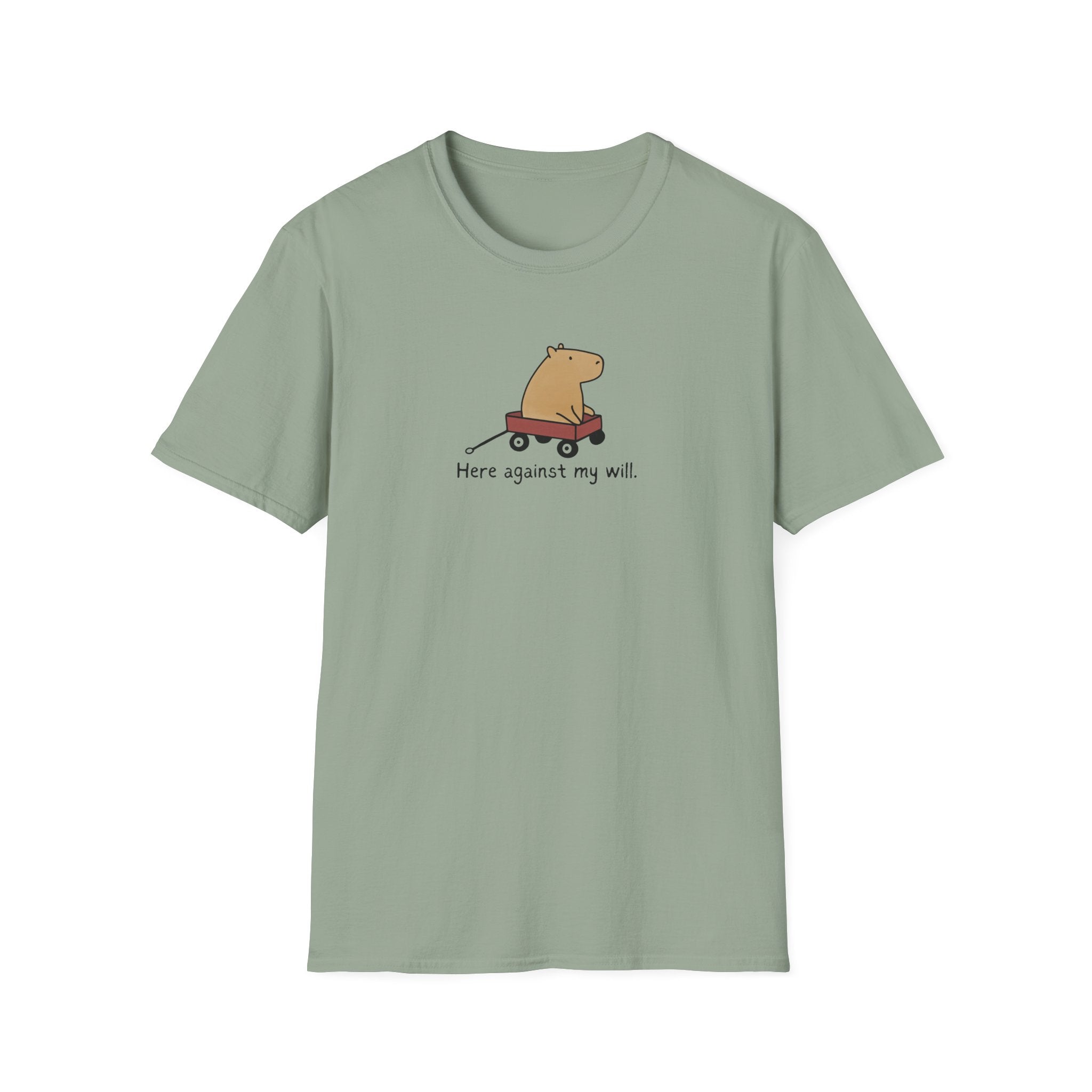 Here Against My Will Minimalist Capybara Softstyle Adult T-Shirt
