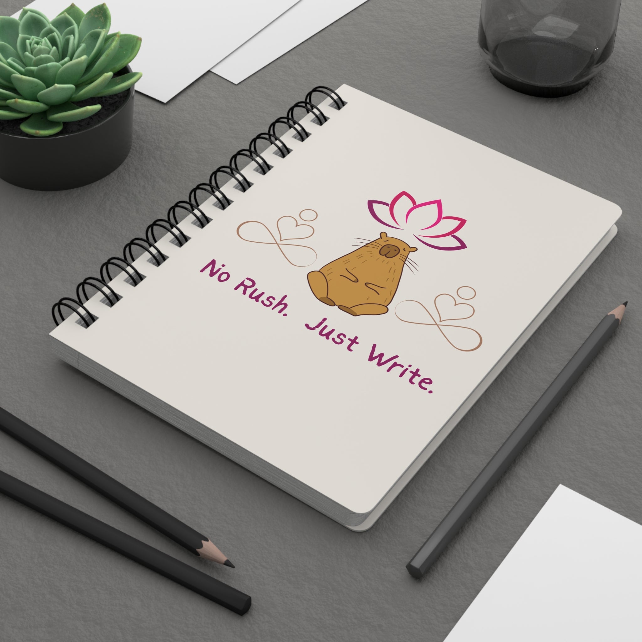 Capybara Aesthetic Notebook – No Rush Just Write Journal