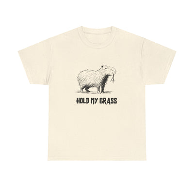 Hold My Grass T-Shirt | Funny Chill Graphic Heavy Cotton Tee - detail view
