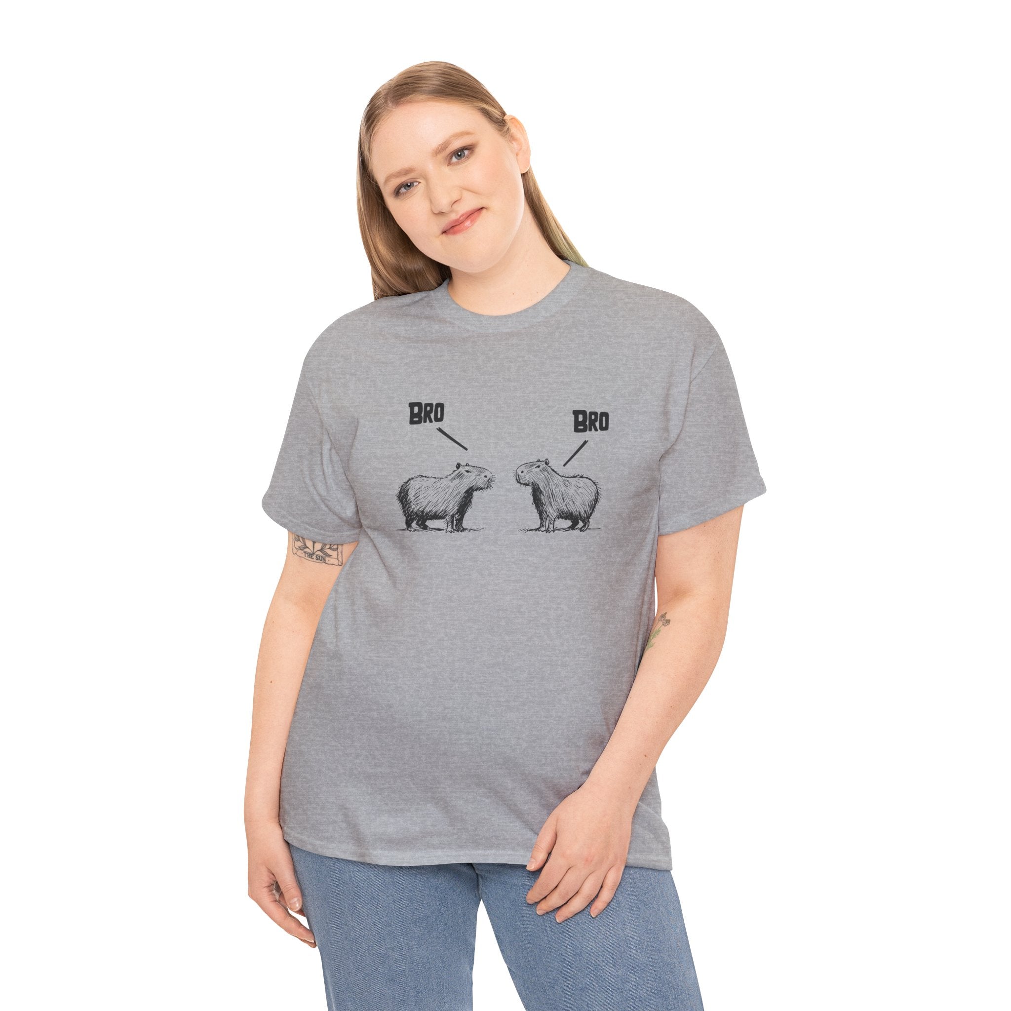 "Bro, Bro" Funny Capybara Bros Graphic Adult Heavy Tee