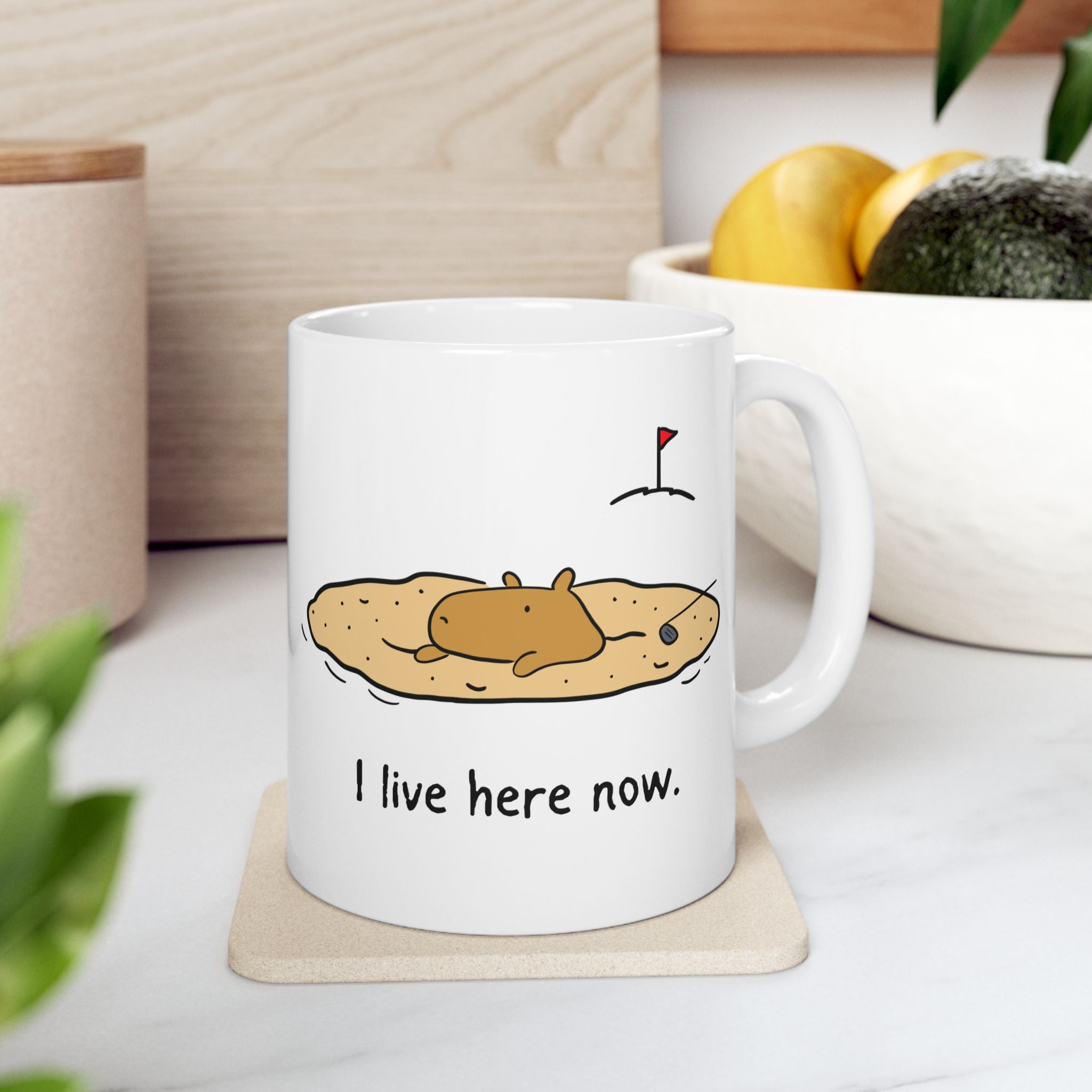 "I live here now" Capybara Bunker Golf Humor Coffee Mug