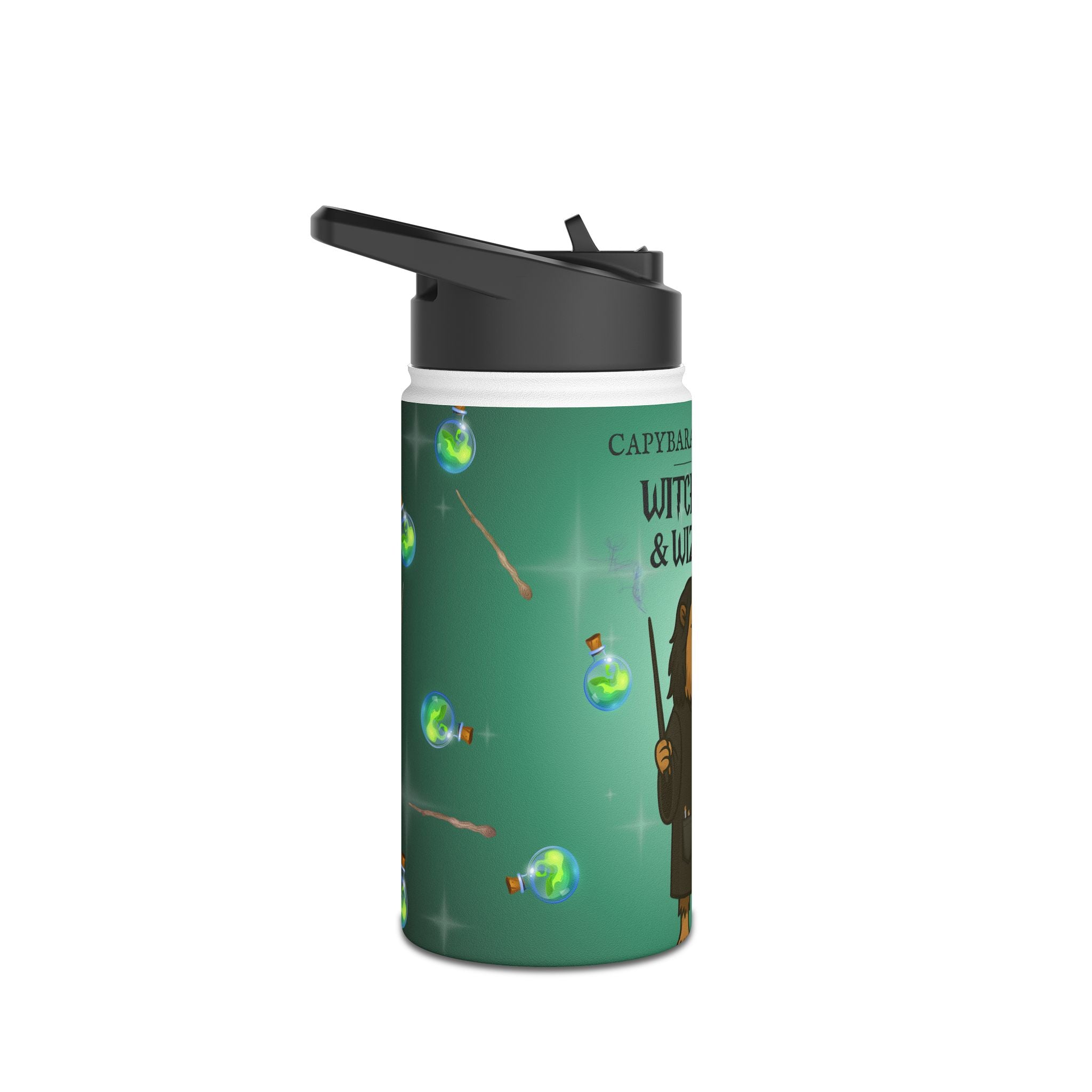 Severus Napebara Magic Lover Kids Water Bottle – Capybara School of Witchcraft and Wizardry – 12oz Stainless Steel Bottle – Back to School or Birthday Gift - Matching Lunchbox