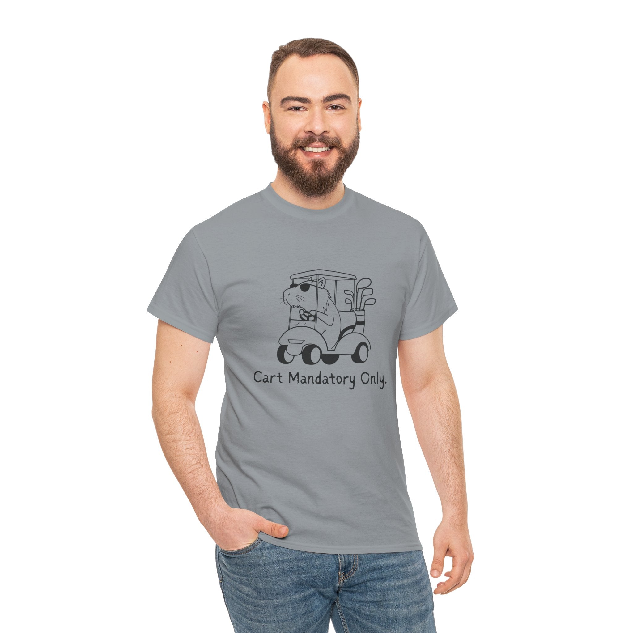 Funny Golf Shirt "Cart Path Mandatory" Capybara Golf Heavy Tee