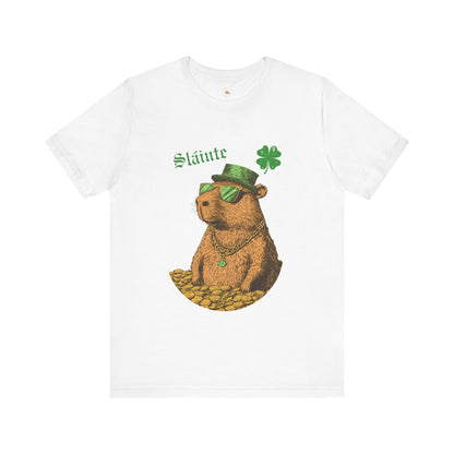 St Patrick's Day Slainte Tee - Gangster Capybara Unisex Jersey Short Sleeve Shirt