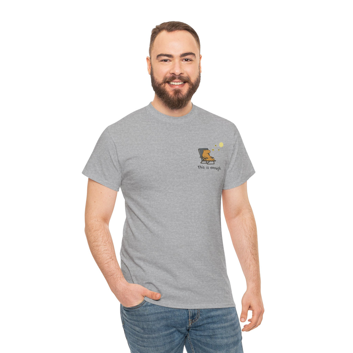 “This Is Enough” Left Chest Capybara Moonlight Heavy Tee