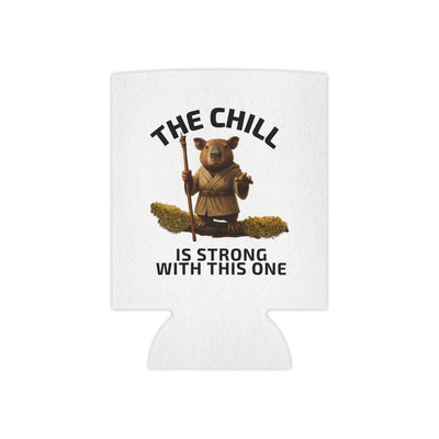 White can cooler with a cartoon bear figure wearing a robe and holding a staff, with the text "The Chill Is Strong With This One