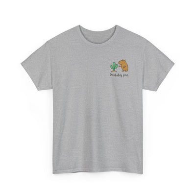 “Probably Fine.” Left Logo Capybara Cactus Heavy Tee