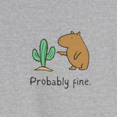 “Probably Fine.” Left Logo Capybara Cactus Heavy Tee