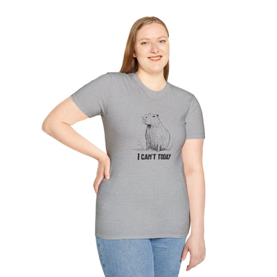 Funny Adult Tee - "I Can't Today" Capybara Softstyle Tee