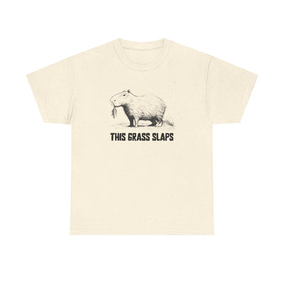 This Grass Slaps T-Shirt | Funny Chill Graphic Heavy Cotton Tee - view 3