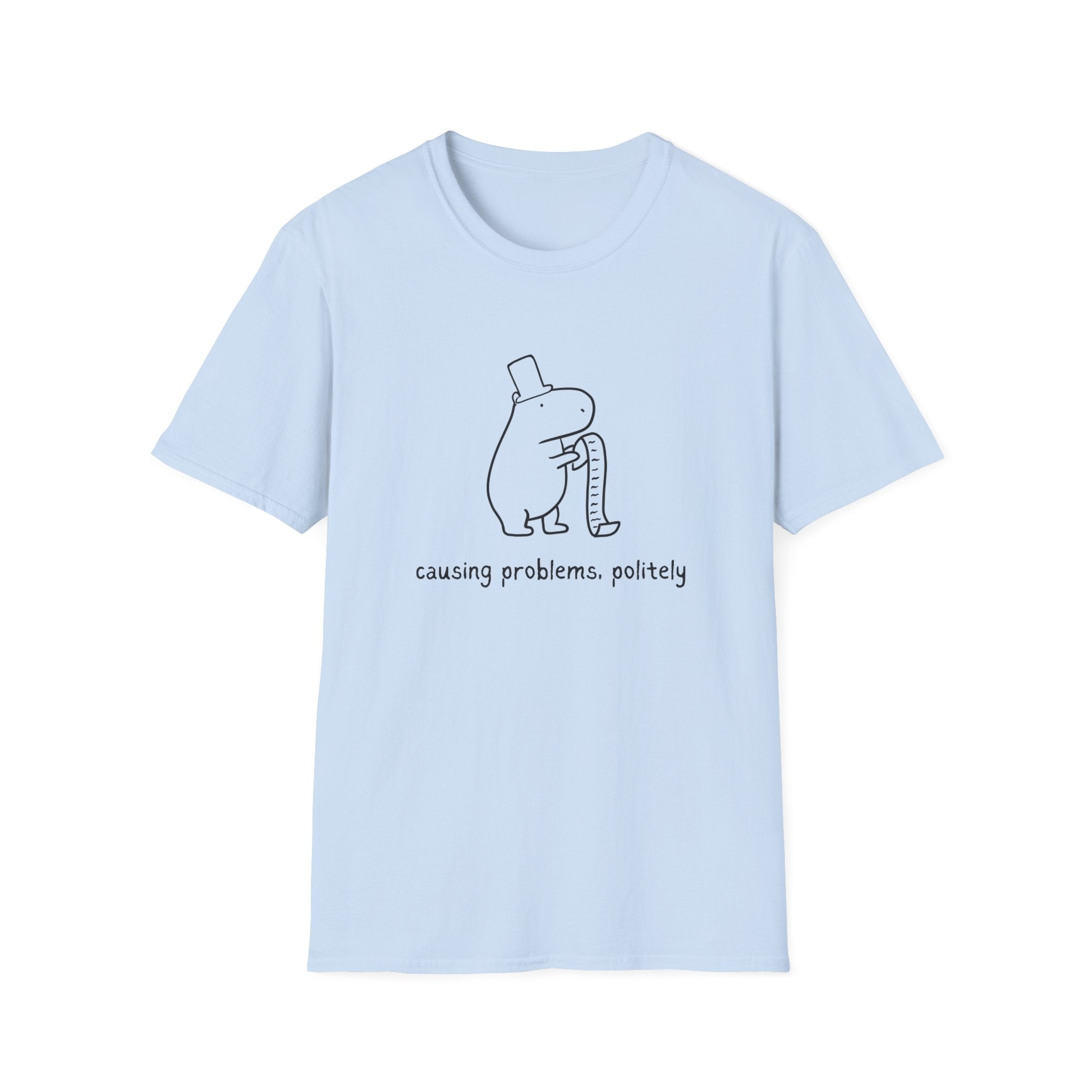"Causing Problems Politely" Funny Capybara Softstyle Tee