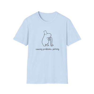 "Causing Problems Politely" Funny Capybara Softstyle Tee