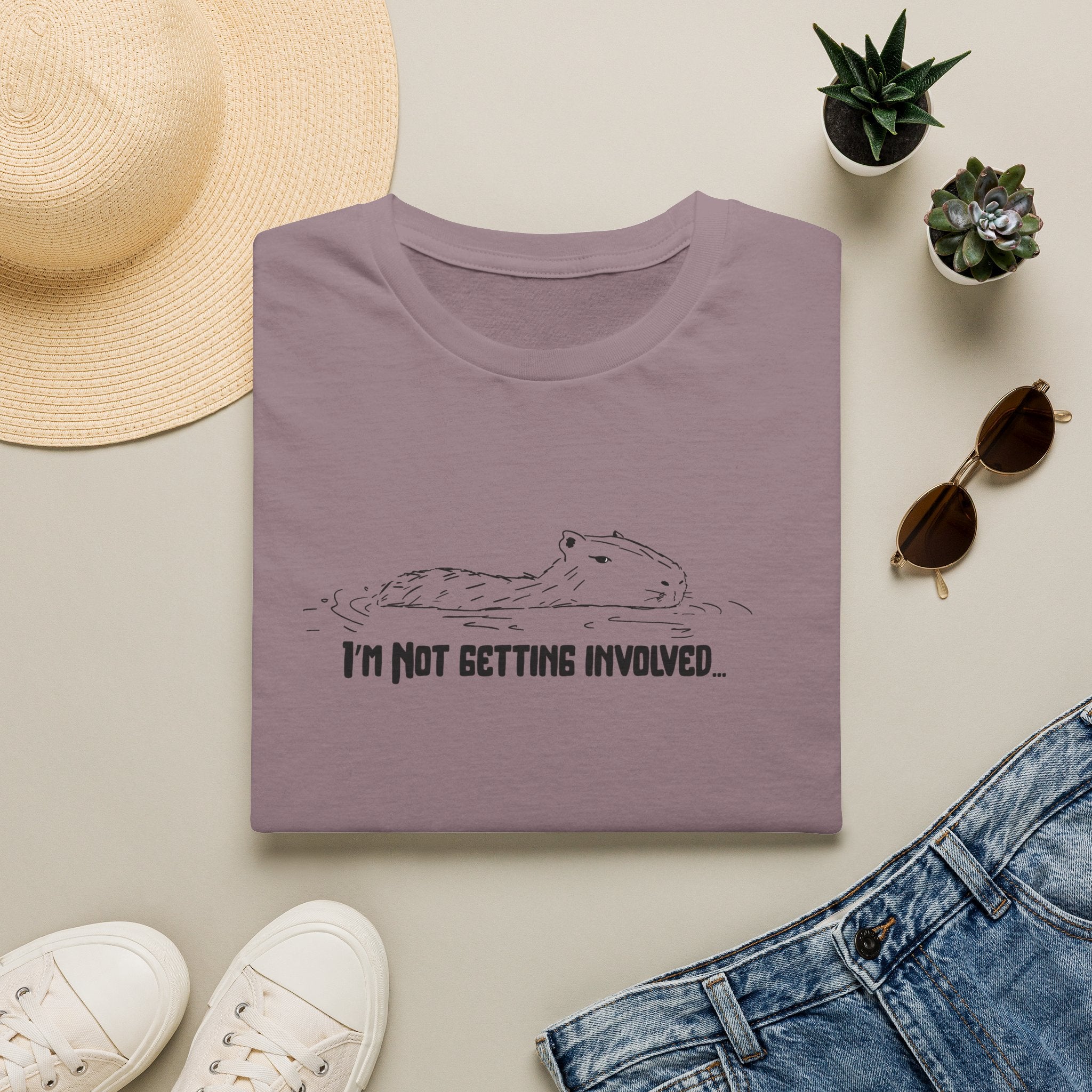 "I'm not getting involved" Capybara No Drama Softstyle Adult Tee