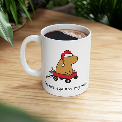 Festive Against My Will Capybara Mug