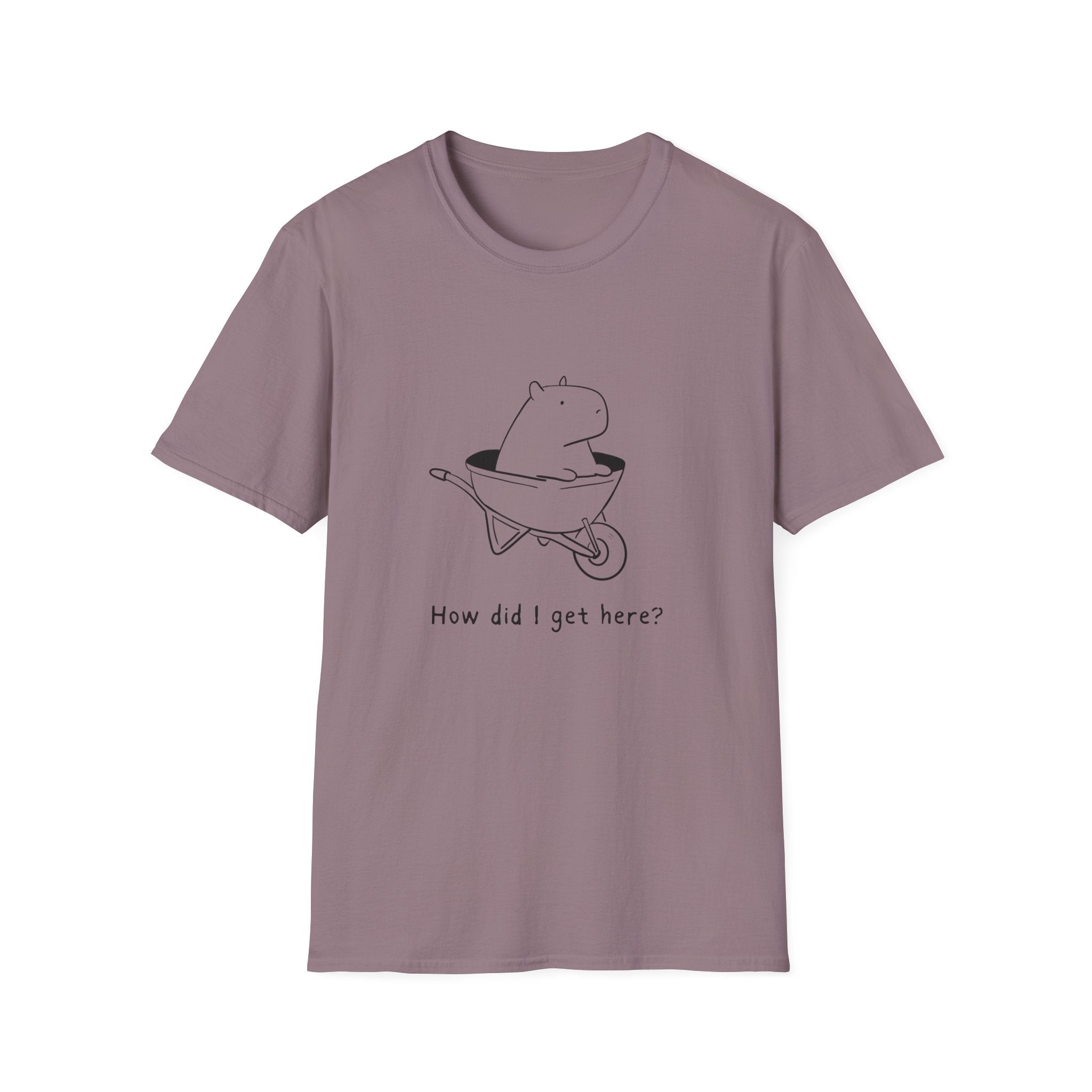 "How Did I Get Here" Funny Capybara Softstyle Tee