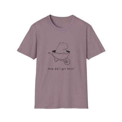 "How Did I Get Here" Funny Capybara Softstyle Tee