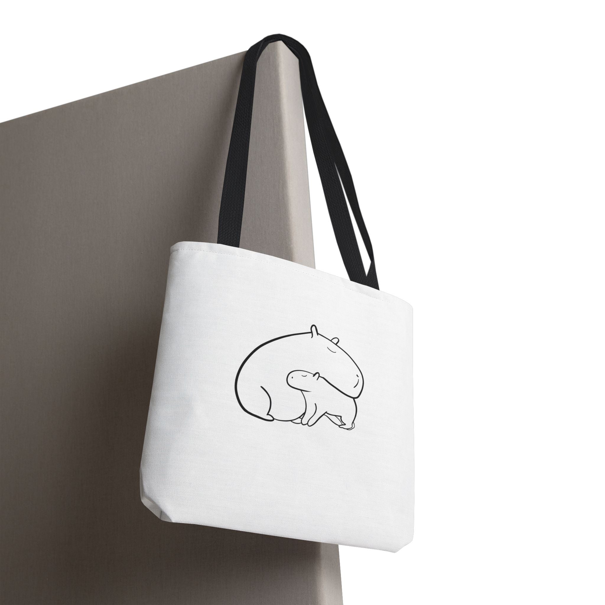 Minimalist Cozy Capybara Tote - Mom & Baby Cuddles Premium Tote Bag