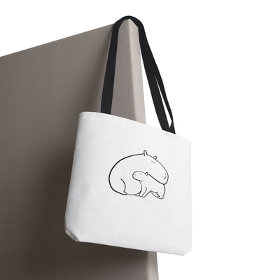 Minimalist Cozy Capybara Tote - Mom & Baby Cuddles Premium Tote Bag
