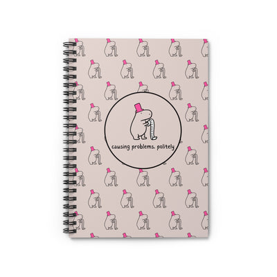 Funny Capybara Notebook – “Causing Problems, Politely” Spiral Journal
