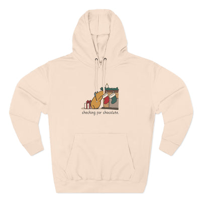 Checking for Chocolate Funny Christmas Capybara Fleece Hoodie